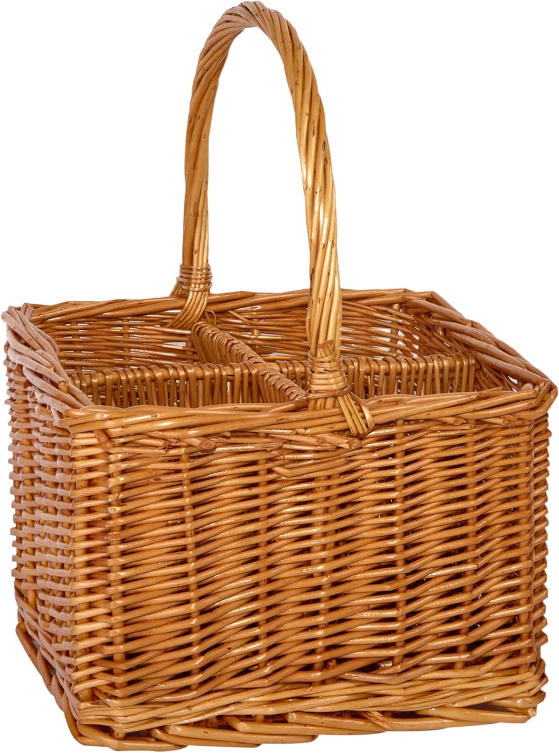 Natural Wicker Wine Bottle Holder Picnic Carrier Basket 4 Grids Gift Basket Display Basket Gift Hampers (Honey) Natural Wicker Wine Bottle Holder Picnic Carrier Basket 4 Grids Gift Basket Display Basket Gift Hampers (Honey)