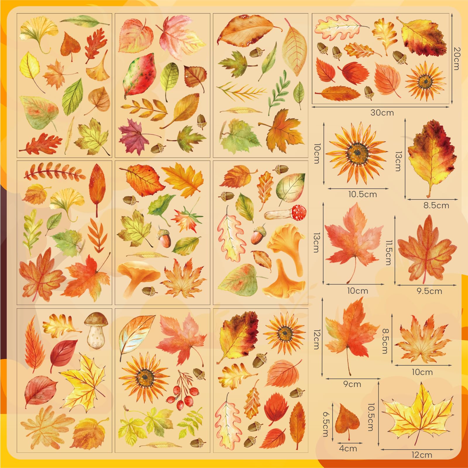 Joyoldelf 76 Pièces Décalque Fenêtre Automne 3D - Autocollant Vitre Réutilisable pour Halloween et Thanksgiving, Décoration Murale et Fenêtre, Deco Automne Interieur (3D Chat et Citrouille