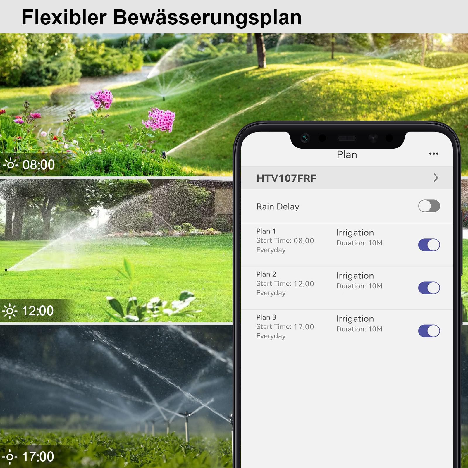 Ordenador de riego, Temporizador Inteligente de riego automático, Temporizador de Agua WiFi para aspersor de césped, con aplicación y Control del Consumo de Agua, para jardín