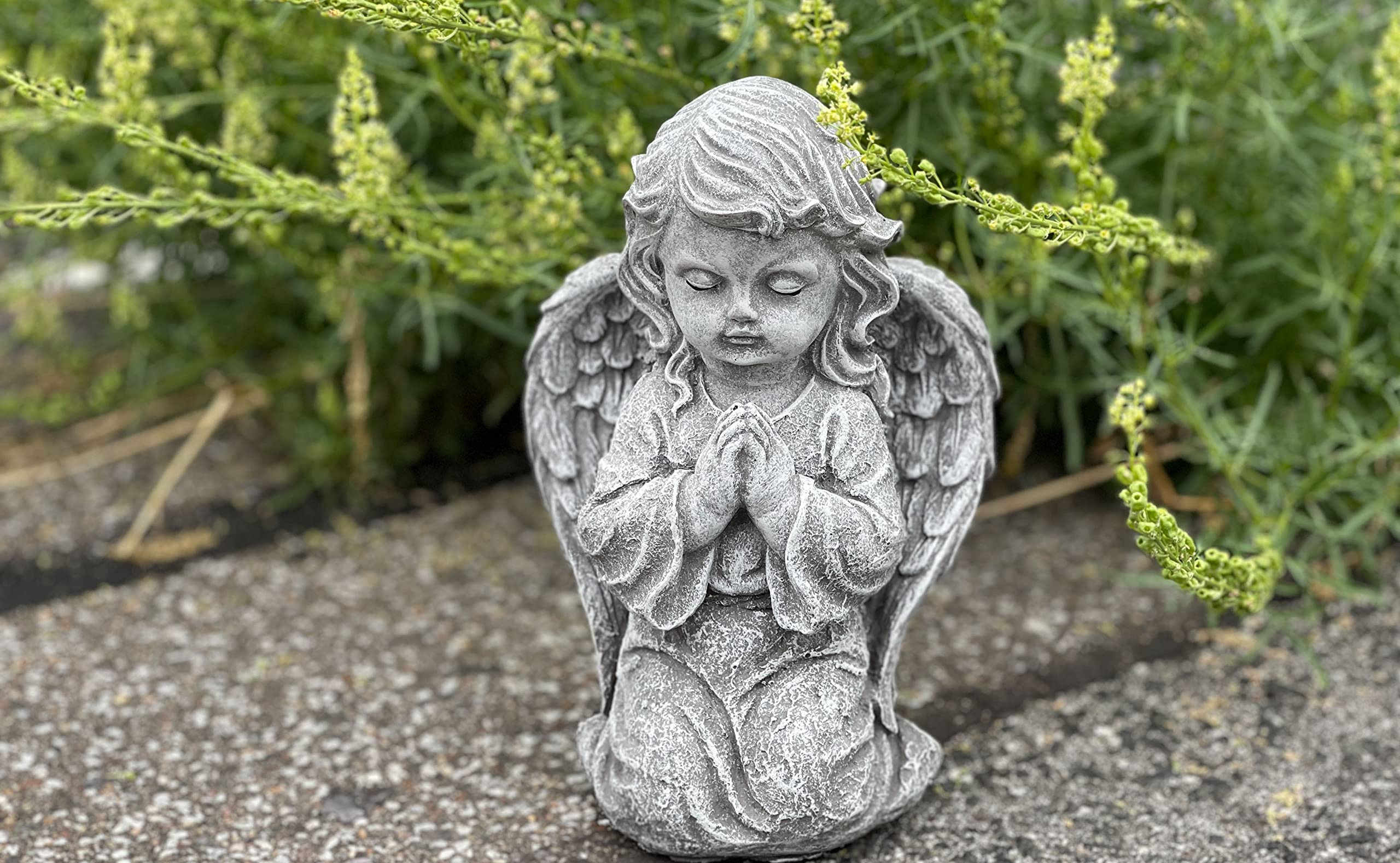 stoneandstyle Steinfigur betender Engel kniend Steinguss frostfest wetterfest