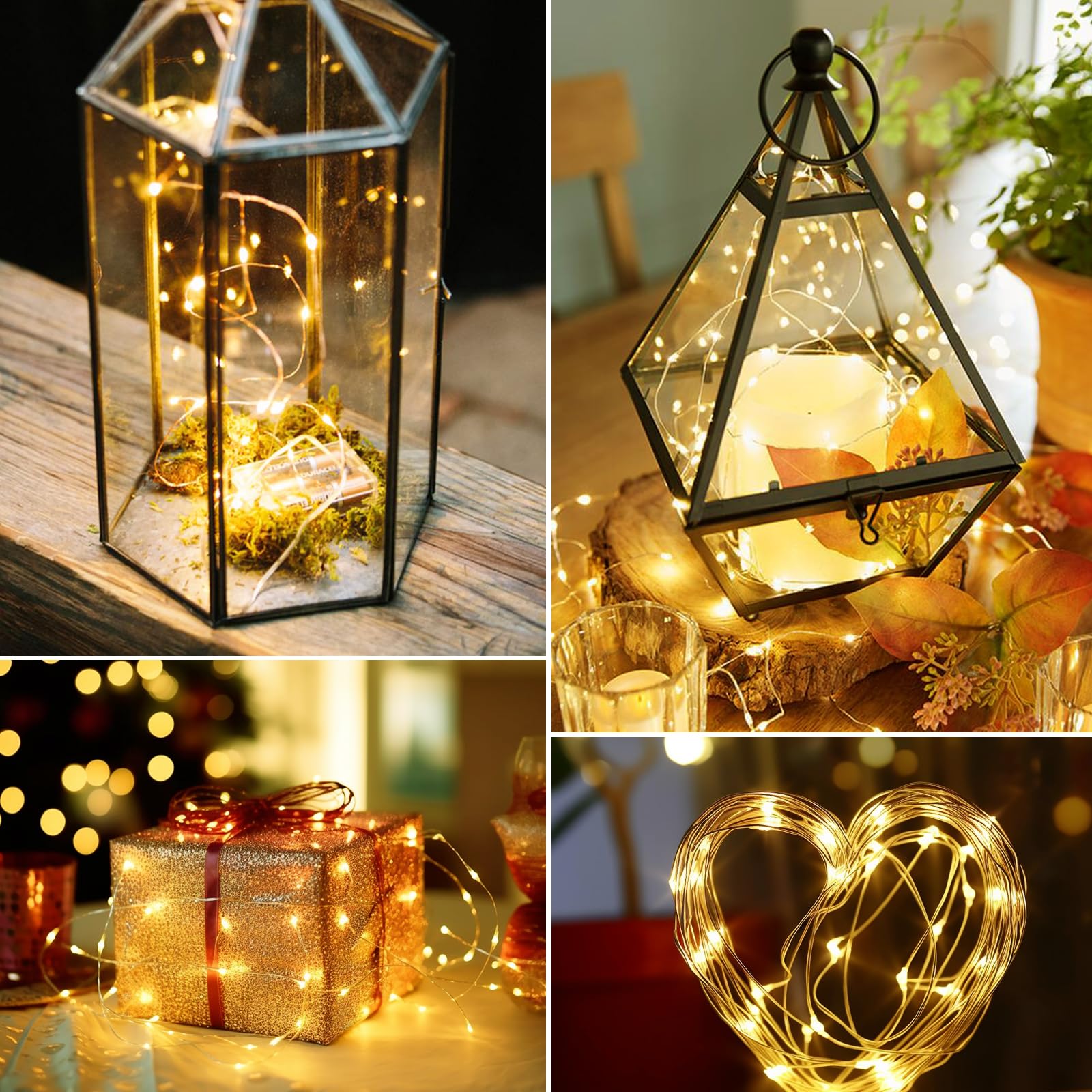 litogo LED Lichterketten Batterie mit Timer, 50 Stück 5M 50er Micro LED Lichterkette Draht Innen Batteriebetrieben für Party Weihnachten Weihnachtsbaum Halloween Hochzeit Deko(Warmweiß)