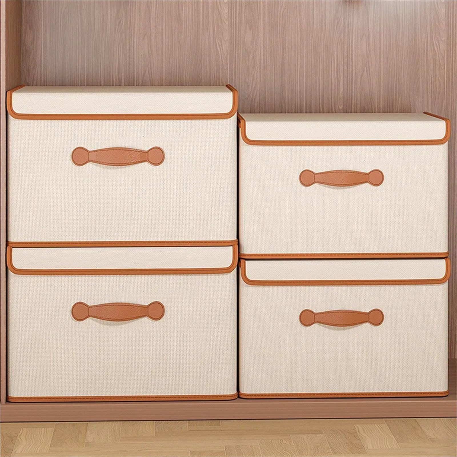 Scatola Porta Fumetti Scatola portaoggetti for vestiti con coperchio for uso domestico Scatola portaoggetti for coperte e vestiti in scatola(26L Beige)