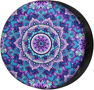Foruidea Bohemian Style Mandala Print Spare Tire Cover Dust-Proof Wheel Tire Cover Fit Trailer, RV, SUV and Many Vehicle 12inch
