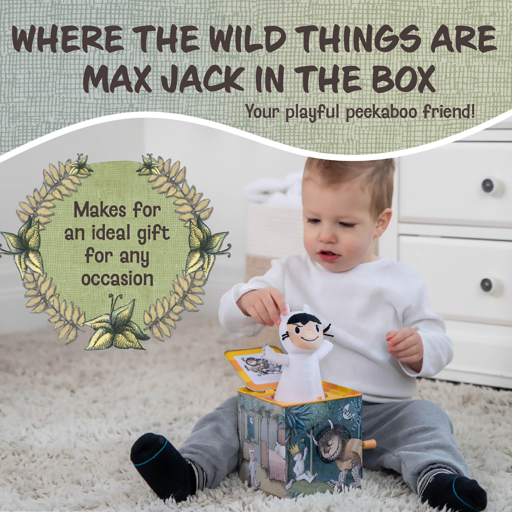 KIDS PREFERRED Where The Wild Things are Max Jack-in-The-Box - Musical Toy for Babies, 6.5
