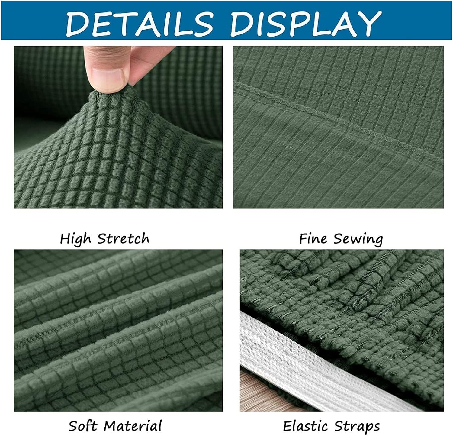 Konsilsa Stretch Armchair Cover,Furniture Protector Soft Wingback Chair Slipcover Elastic Solid Color Anti Scratch Wing Chair Covers Pets Kids Children Dog Cat (Color : Army Green)