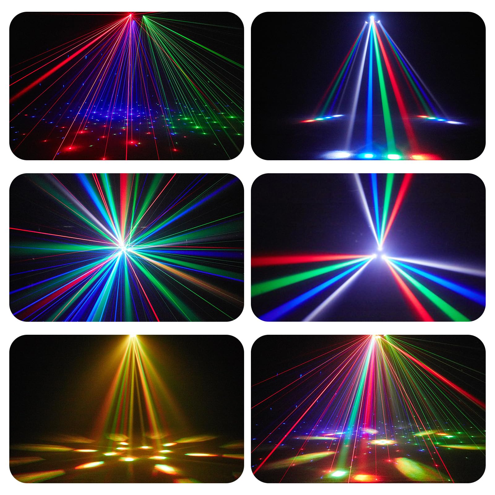 Foco de escenario LED Bee Eye de 3 brazos, foco RGBW para DJ de 80 W con efectos multicolores, luz estroboscópica activada por sonido con DMX512