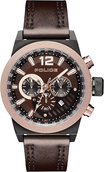 Police Orologio Cronografo Quarzo Uomo con Cinturino in Pelle  PL.15529JSBBN/12 : Amazon.it: Orologi