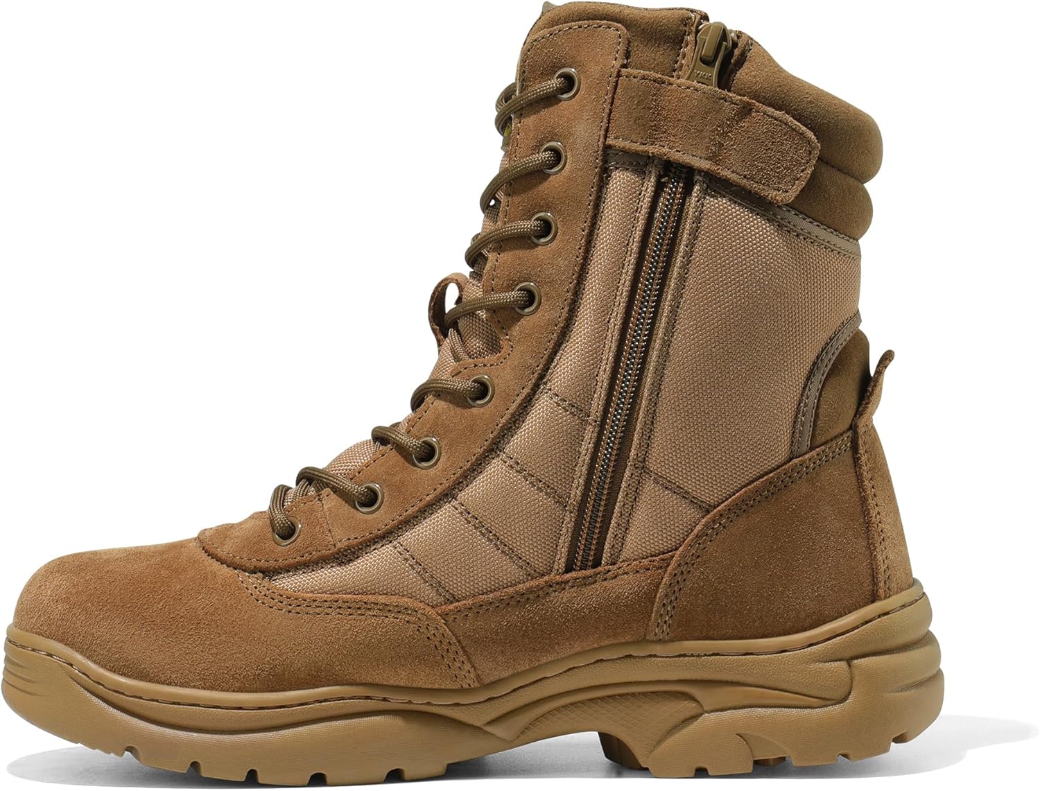 NORTIV 8 Men's Military Tactical Work Boots Side Zipper Leather Motorcycle Combat Boots Trooper - Image 7