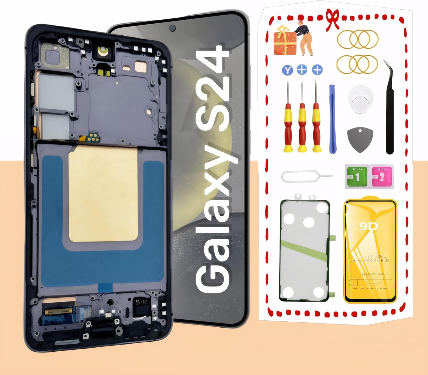 AMOLED Original Screen for Samsung Galaxy S24 LCD Screen Replacement for Samsung Galaxy S24 5G Touch Digitizer Display Screen Assembly with Frame S921U S921A 6.2 inch US Version (Onyx Black)