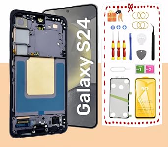 OLED Screen for Samsung Galaxy S24 LCD Screen Replacement for Samsung Galaxy S24 5G Touch Digitizer Display Screen Assembly with Frame S921U S921A 6.2 inch US Version (Onyx Black)