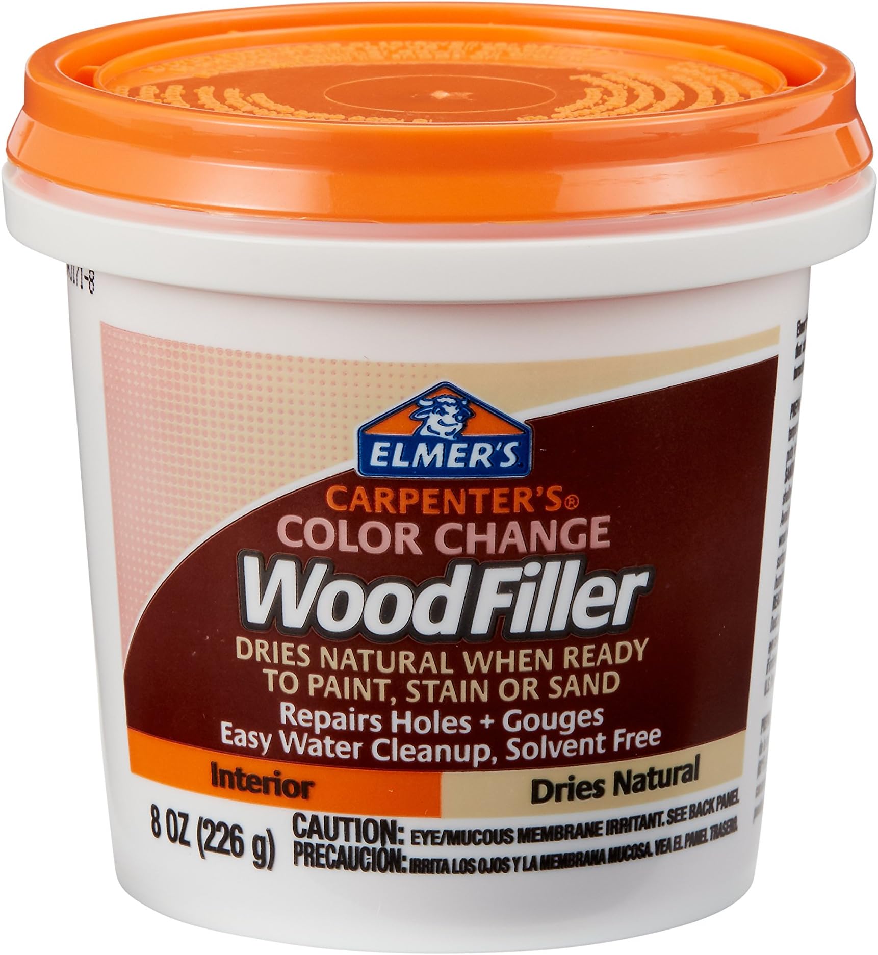 ELMER'SE913 Carpenter's Color Change Wood Filler, 8-Ounce, Natural