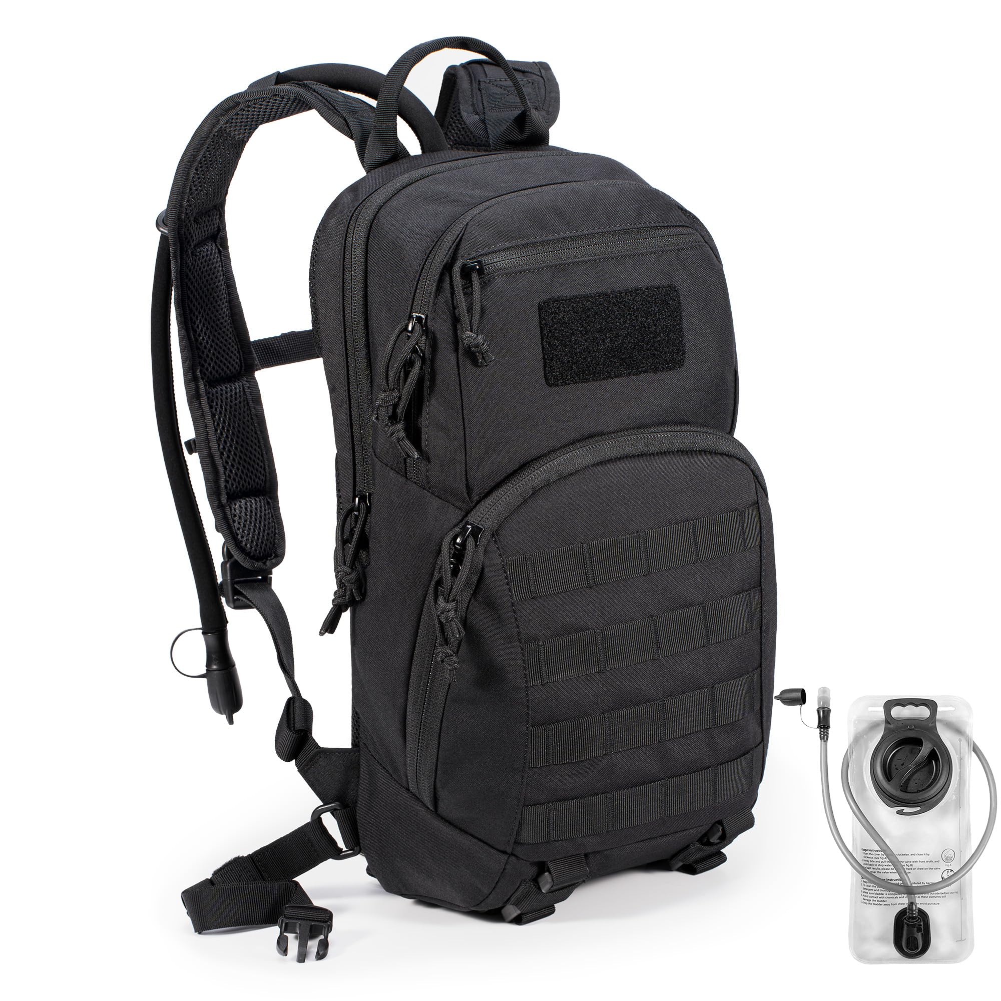 CLTAC Tactical Small Hydration Backpack 10L Molle Pack for Outdoor Hiking Gravel Cycling Mountain Biking with 2.5L Bladder