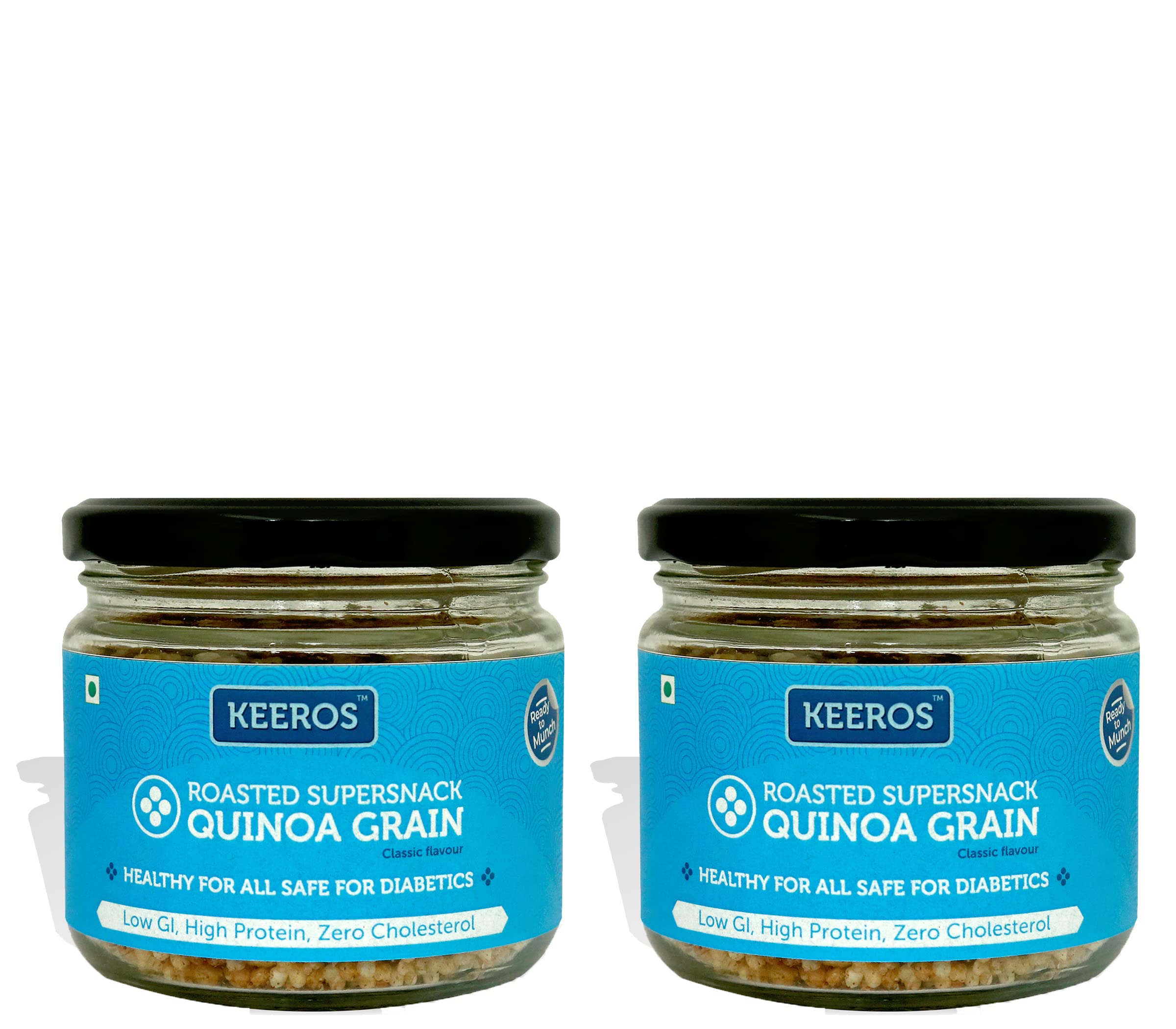 Quinoa Grain Healthy & Diabetic Friendly Roasted Snacks | Low GI, High Protein, Tasty & Lightly Spiced Mix of Quinoa Puffs & 4supergrains | Diet Namkeen & Snacks for Weight Loss |Pack of 2x100g