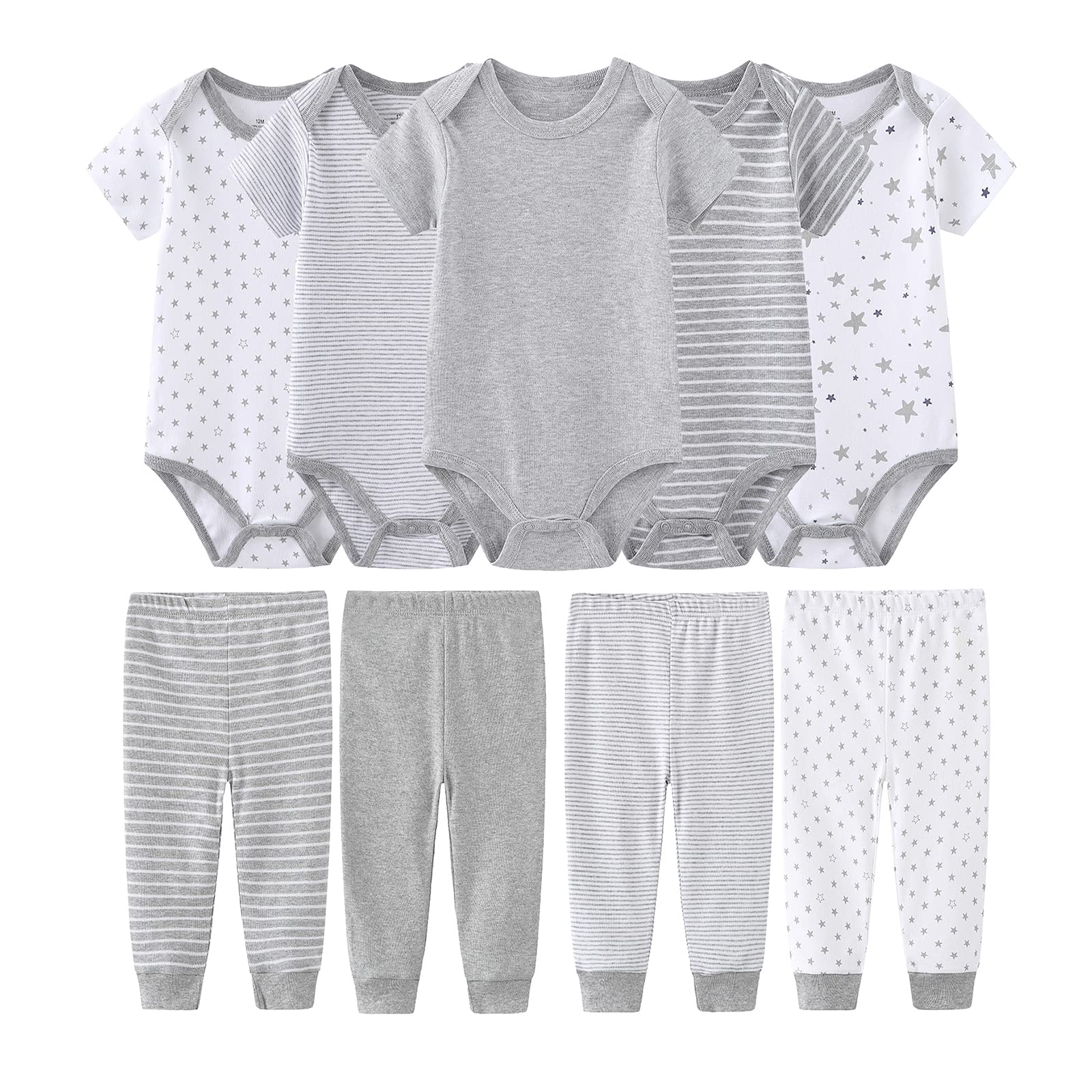 MAMIMAKA 9 Pack Baby Bodysuit Short Sleeve One-Piece Newborn Pants Baby Clothes for Baby Boy and Girls