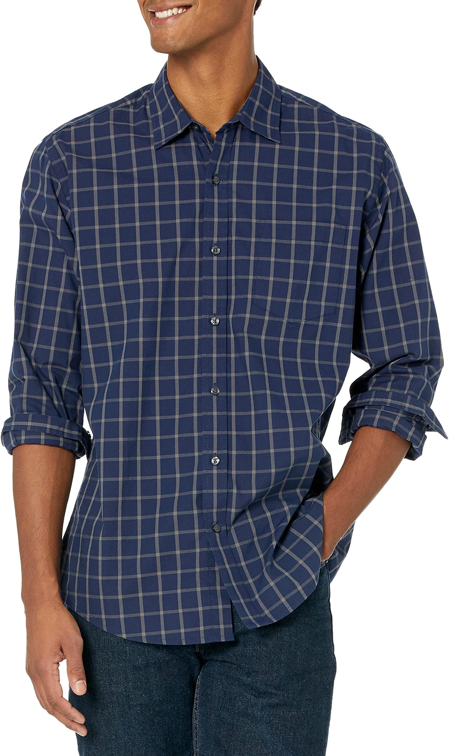 Men's Long-Sleeve Casual Poplin Shirt
