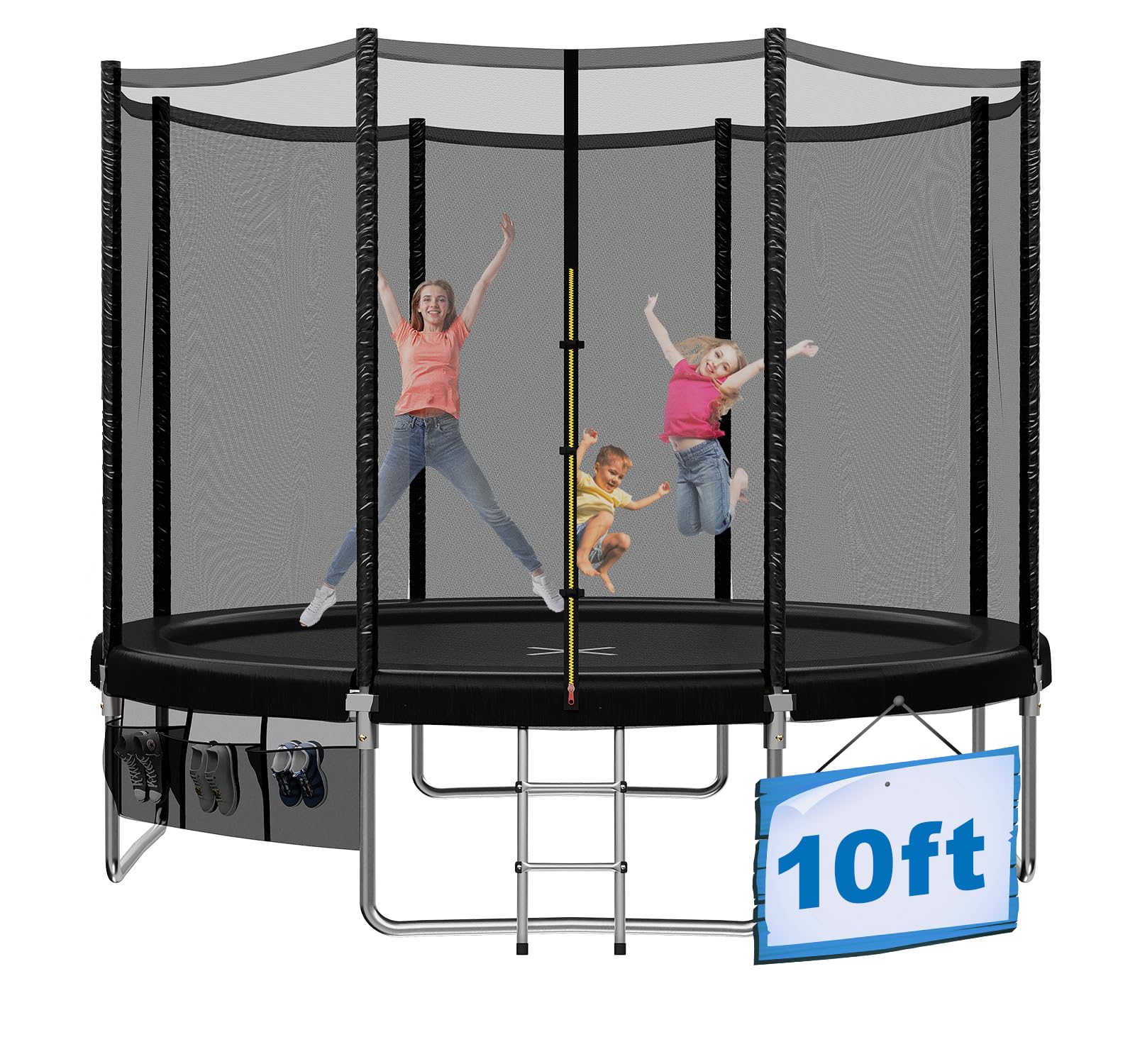 Devoko Trampolina Ogrodowa dla Dzieci Ø 183/228/305/366/427 cm, Zestaw z Siatką Bezpieczeństwa, Drabinką, Pokrowcem i Siatką na Buty | Mata Elastyczna 150 kg | TÜV