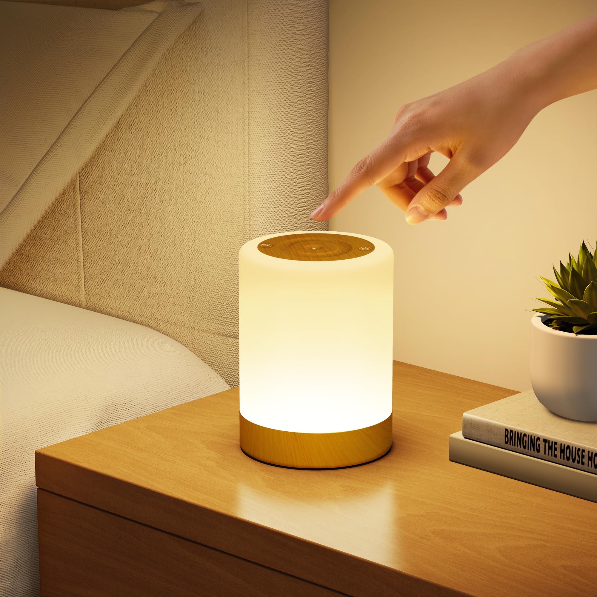 Bedside Lamp Touch Dimmable, 5 Modes 256 RGB Colour Changing & Warm White Night Light Children Baby 3000 mAh Touch Lamp Battery USB Rechargeable Nursing Light Night Light with Timing, Table Lamp