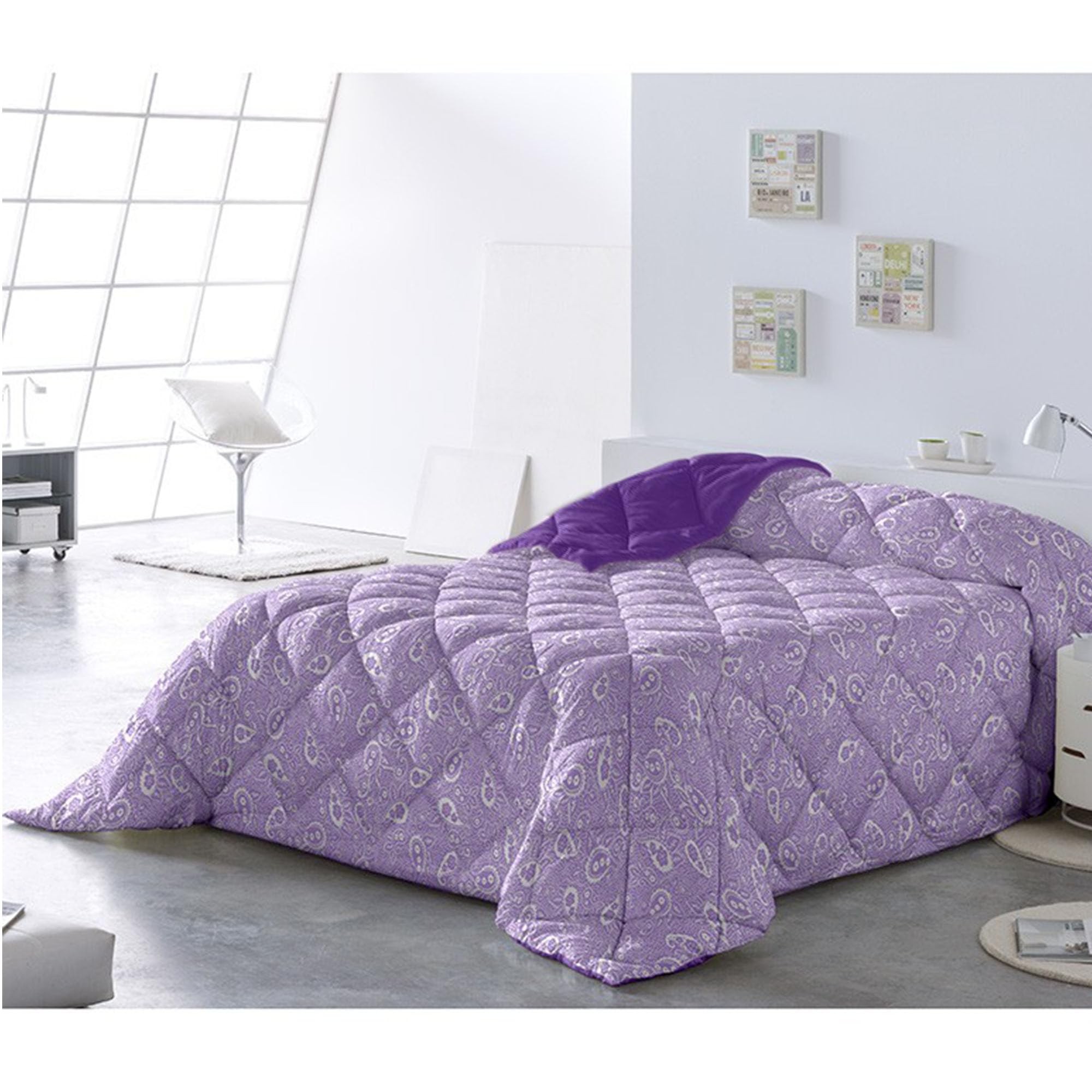 rparty- Edredón Nórdico Bicolor 400 gr/m² Microfibra de Poliéster 100% Reversible Transpirable Rellno Fibra Hueca para Cama de 135/140-235 x 270 cm Color Arya y Lila