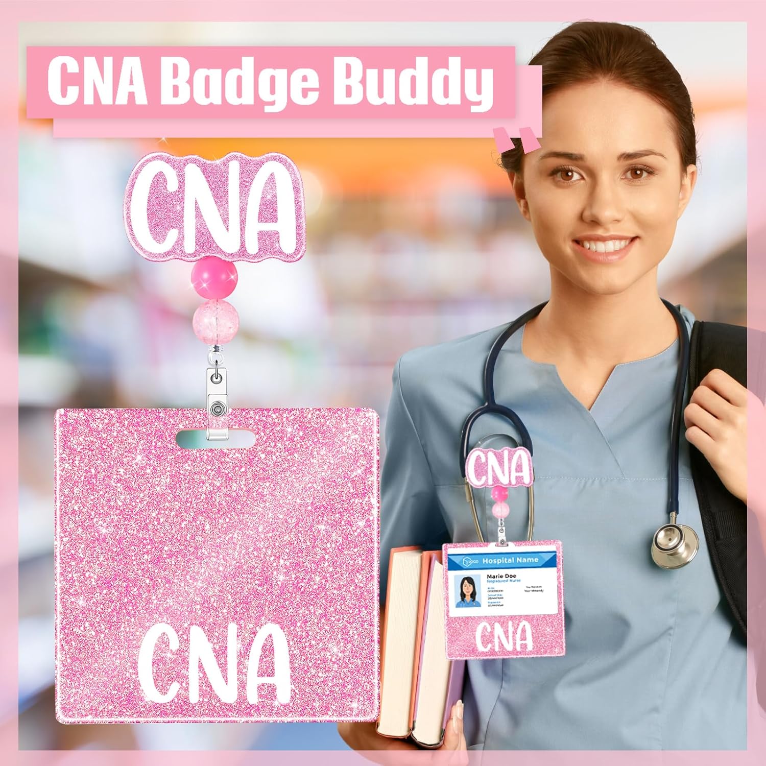 CNA Nurse Badge Buddy with CNA Nurse Badge Reel Retractable Nursing ID Clip (CNA) - Image 6