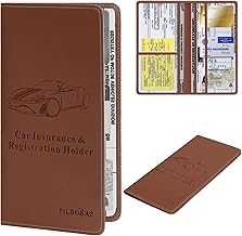 Upgraded Version Car Registration and Insurance Holder | Premium Car Document Organizer &Vehicle Glove Box Document Organizer | Car Accessories for Women & Men (Brown)