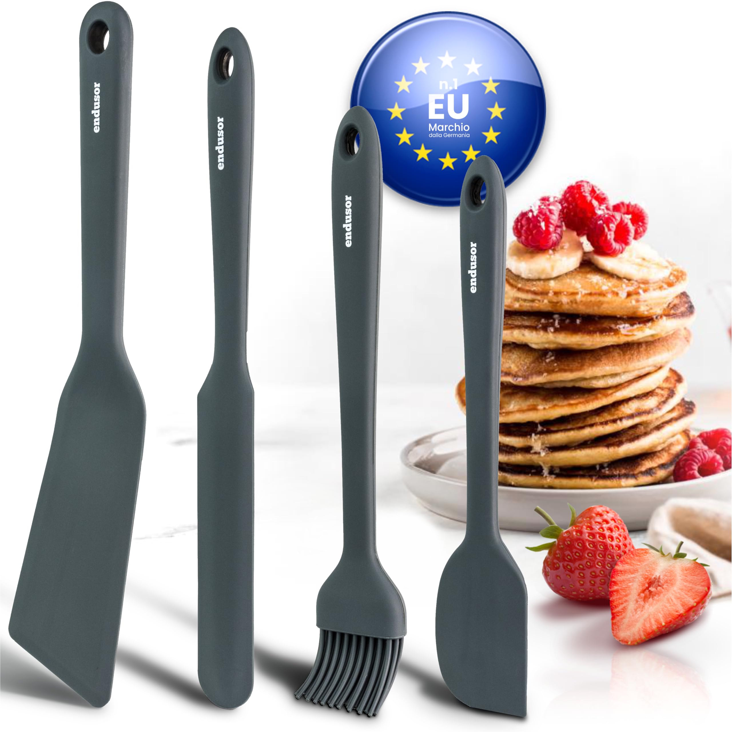 Set 3 Spatole In Silicone Anti-graffio | Larghe 31 Cm, Con Foro Per Appendere, Per Padelle Antiaderenti, Lavabili In Lavastoviglie