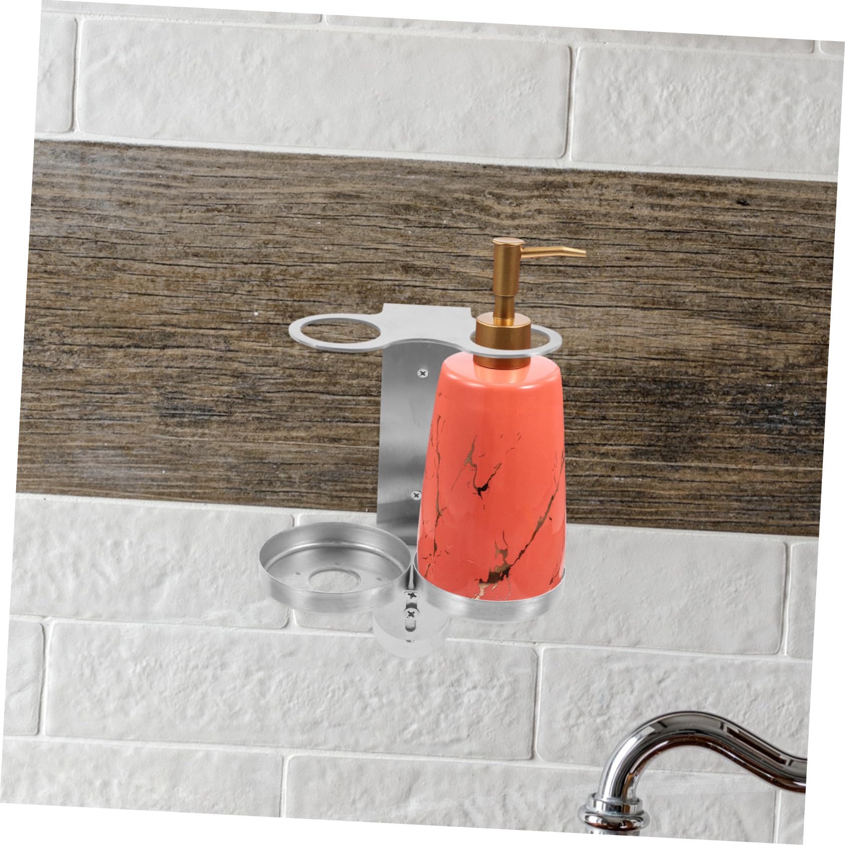 Cabilock Soporte de Pared Acabado Fino y Fácil Mantenimiento y Botellas de 6cm en Acero Inoxidable Plata para Dispensador de Jabón de Manos y Champú Adecuado para Ducha