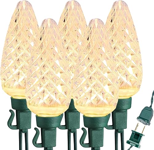 Miniatura 11 de Brizled C5 - Tira de luces de Navidad de 33 pies, 100 luces LED para árbol de Navidad, 120 V, conectable, tira de luces de Navidad facetadas para
