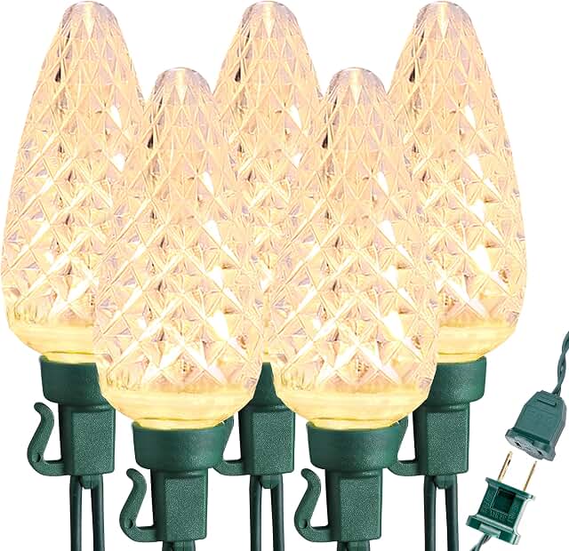 Brizled warm-white C9 LED holiday string lights