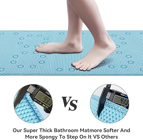 Miniatura 69 de Tapete antideslizante de espuma de doble capa de 37 x 17 pulgadas, más cómodo y grueso que el tapete de ducha de espuma ordinario, tapete de baño