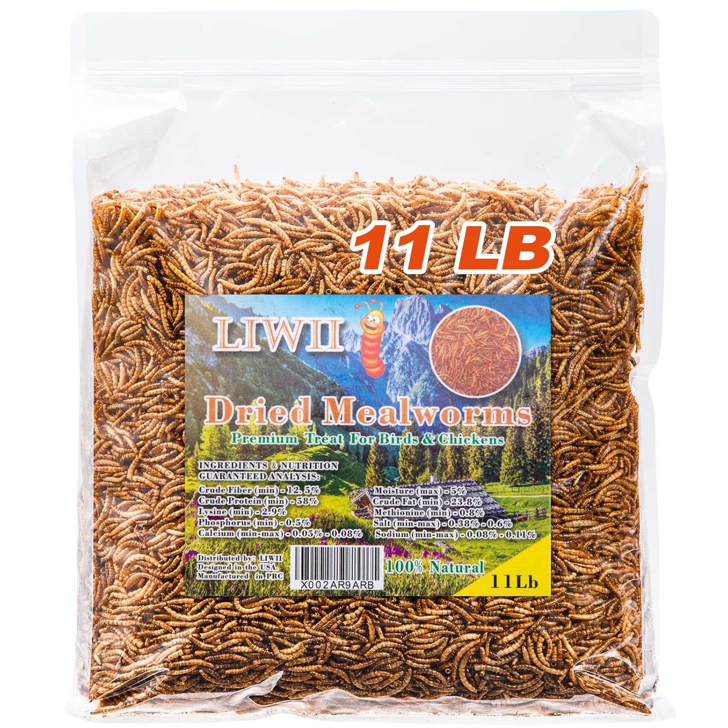 Dried Mealworms -11 LBS- 100% Natural Non GMO High Protein Mealworms - Bulk Mealworms for Wild Birds, Chicken Treats, Hamster Food, Gecko Food, Turtle Food, Lizard Food