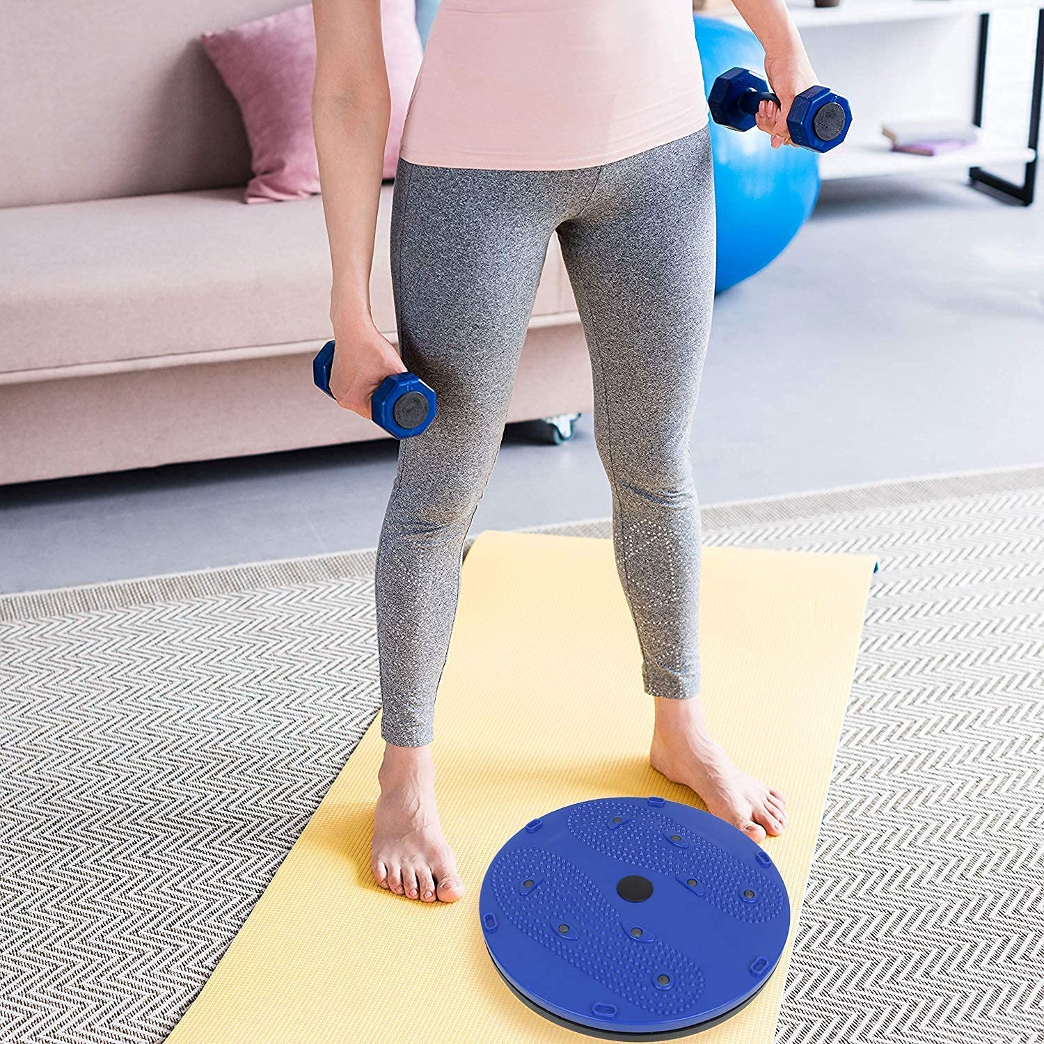 GRYPP Waist Twisting Exercise Disc with Pressure Points, Acupressure Foot Reflexology Chart, Blue and Black