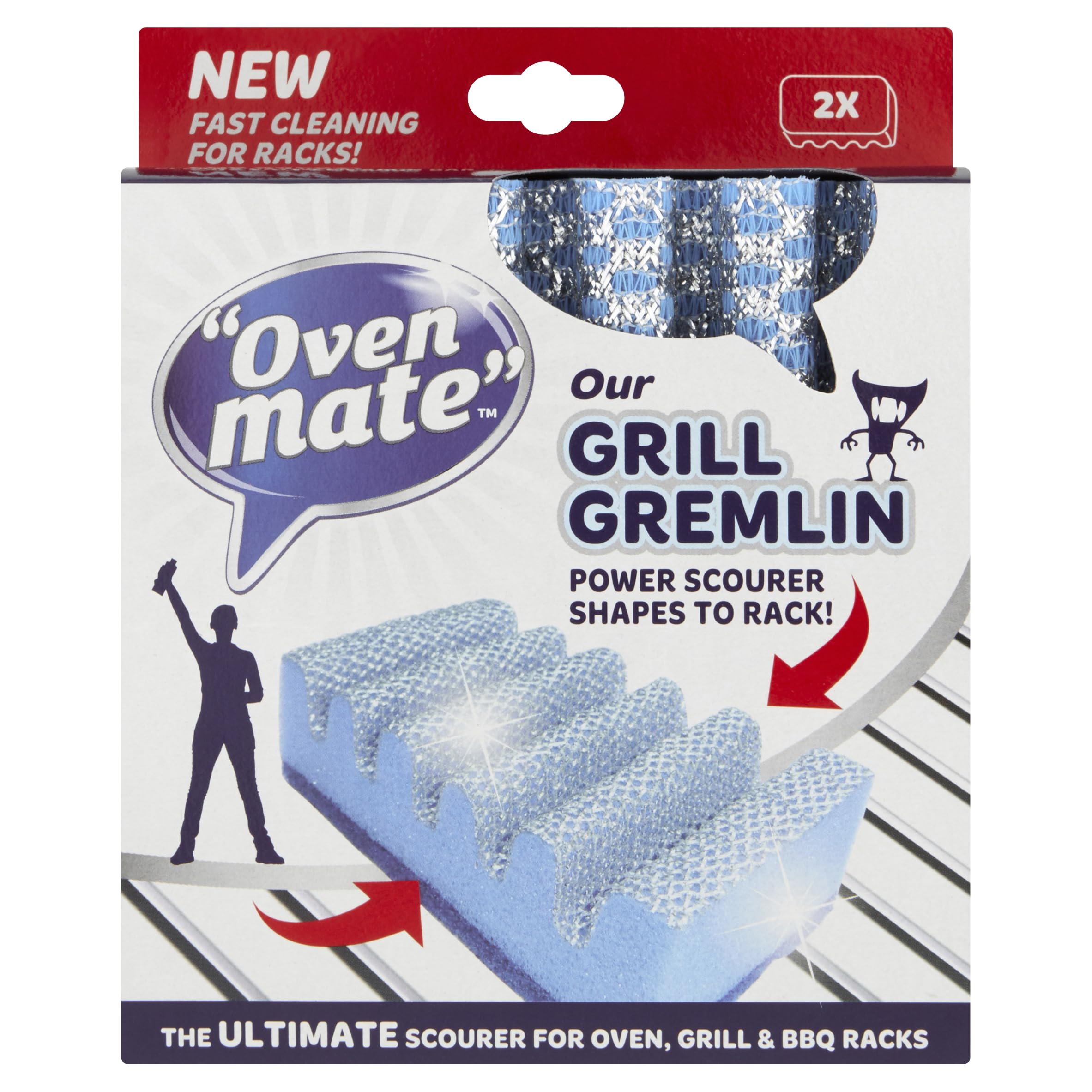 Oven Mate Grill Gremlin Cleaning Scrubbing Sponge Scourer with Grooves x 2