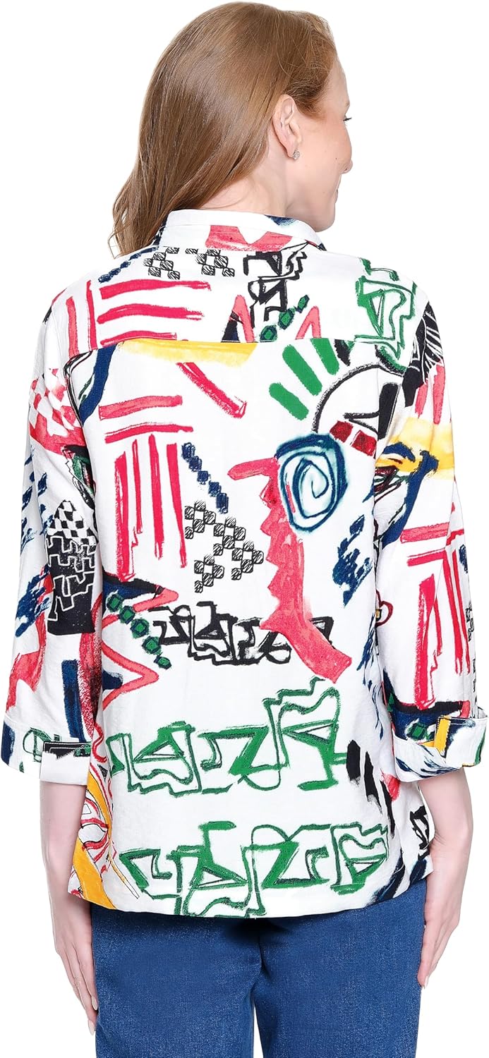 Ali Miles womens Woven Button Front Tunic for Women - Image 2