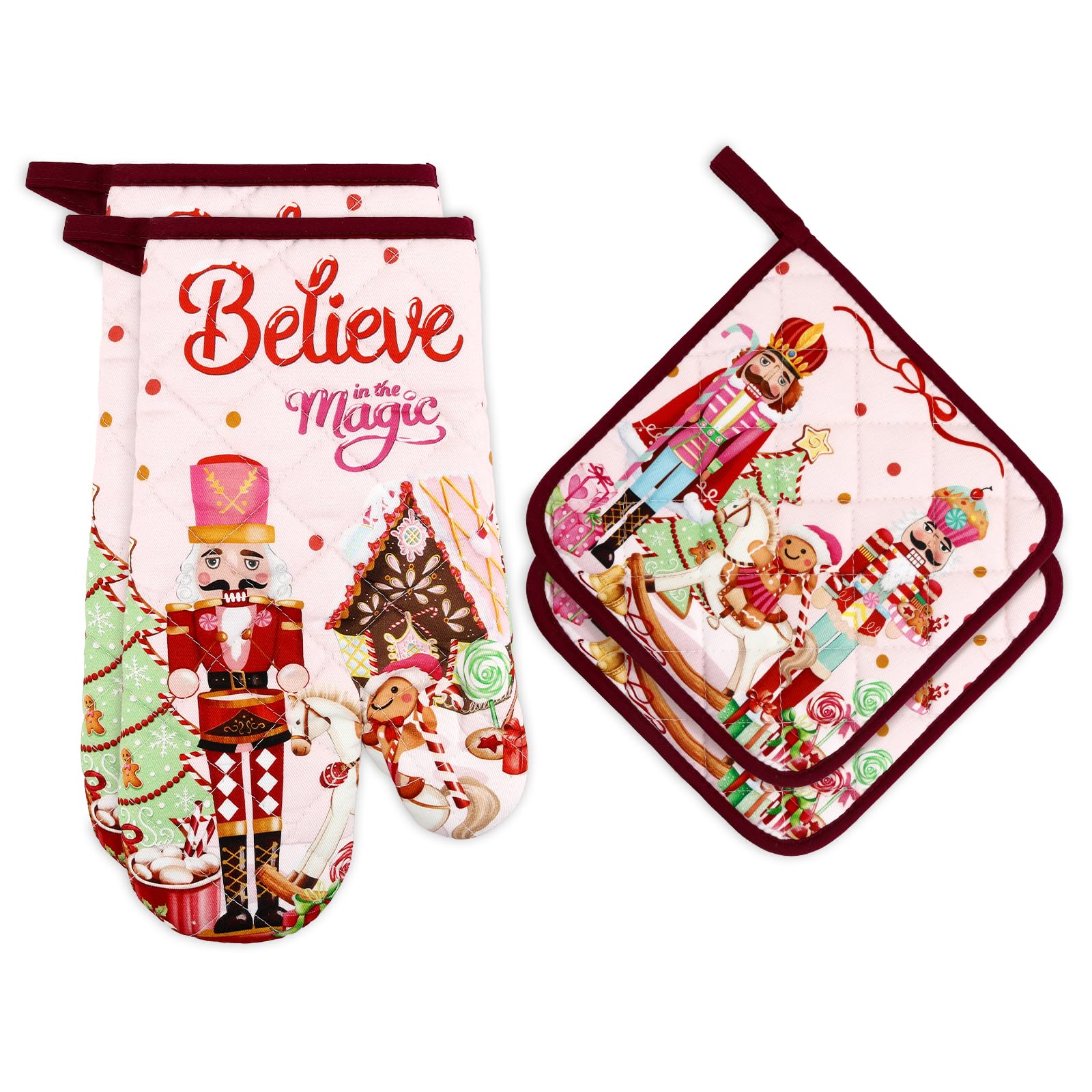 Arquiel Christmas Nutcracker Oven Mitts & Pot Holders Set, Cotton, 4pcs โ image 1