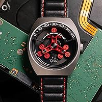 Vista 3 de Xeric Scrambler Automatic Wandering Hour Plata Negro Rojo, Mecánico