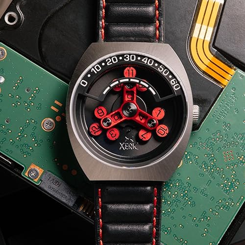Miniatura 3 de Xeric Scrambler Automatic Wandering Hour Plata Negro Rojo, Mecánico