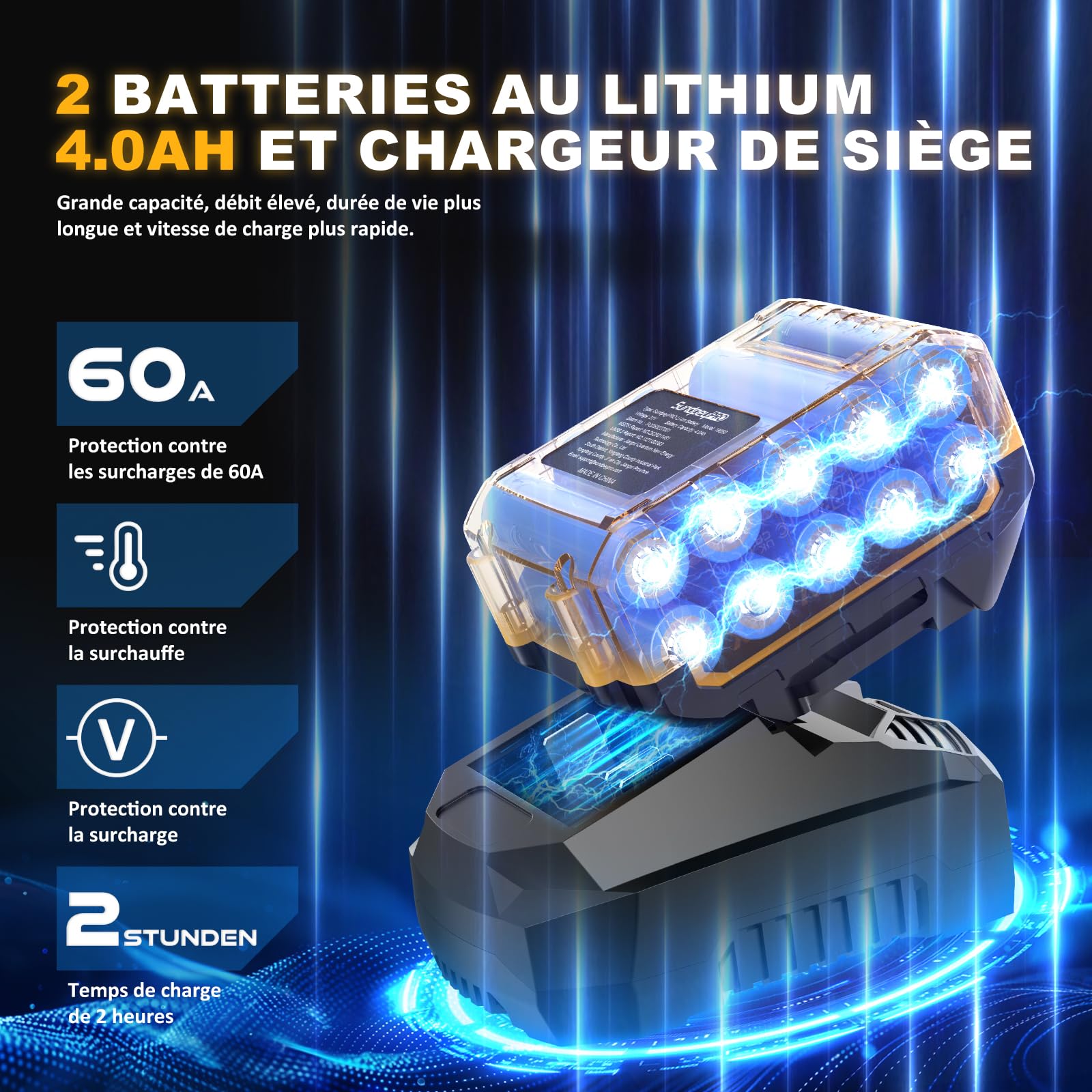 Perceuse Percussion Sans Fil 120Nm - 21V Brushless Perceuse Visseuse Sans Fil, 2 Batteries 4.0Ah, 20+3 Réglages de Couple pour Visseuse-Devisseuse, Mandrin 13mm, 2 Vitesses, 35 Accessoires