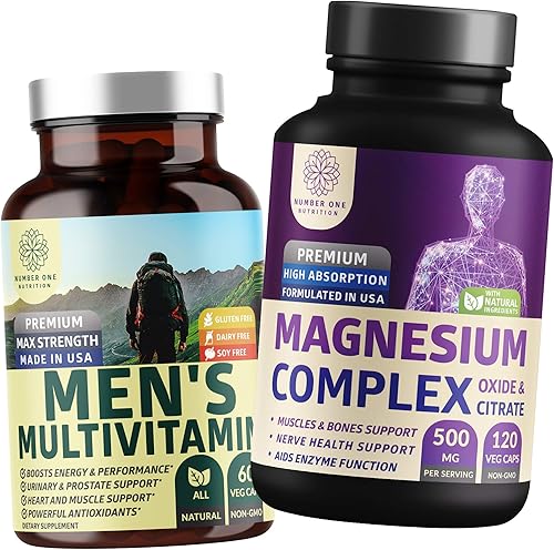 Complejo de magnesio N1N Premium y multivitaminas para hombres, todos los suplementos naturales para mejorar la energía, la inmunidad y la función