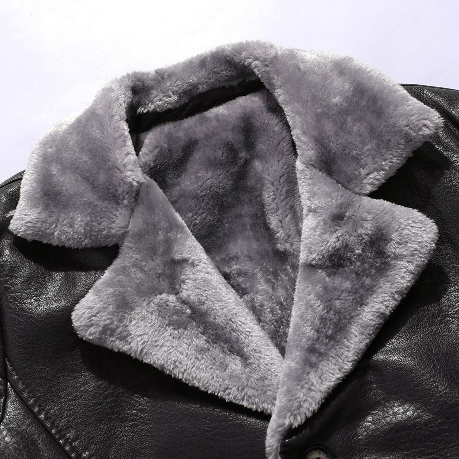 Giubbotto in pelle da uomo, parka lunga, invernale, caldo e vellutato, retro in finta pelle, taglia grande, giacca in pelle e moto, foderata, impermeabile