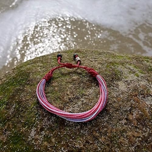 Miniatura 7 de Mother's Day Day Friendship Bracelet in Hot Pink, Purple and Metallic Silver Cord - Mothers Day Gift for Women Girlfriend Wife Mom - Handmade