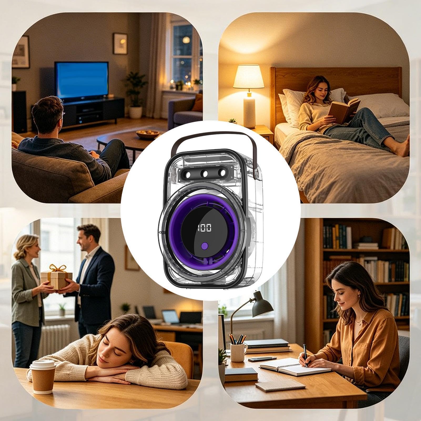 ventilatore Portatile Personale Raffreddamento a 5 Velocità | Piccola ventola da camera per soggiorno, studio, scrivania, comodino, dormitorio, picnic, all'aperto, campeggio estivo