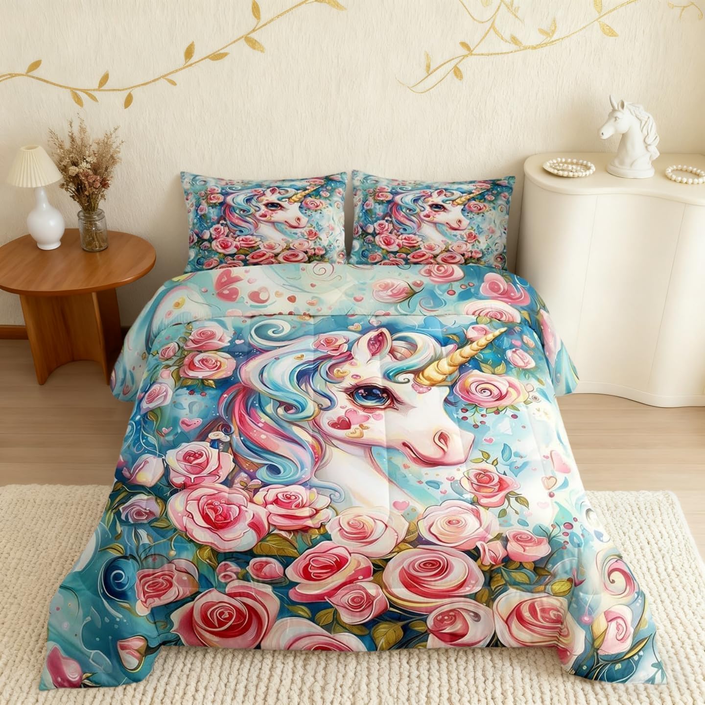 Cat Comforter Set Twin Size Universe Starry Sky Moon Bedding Comforter Fashion Galaxy Animal Silhouette Duvet Quilt with 1 Pillowcase, Purple Black, Kids Teen Boys Girls Home Decor