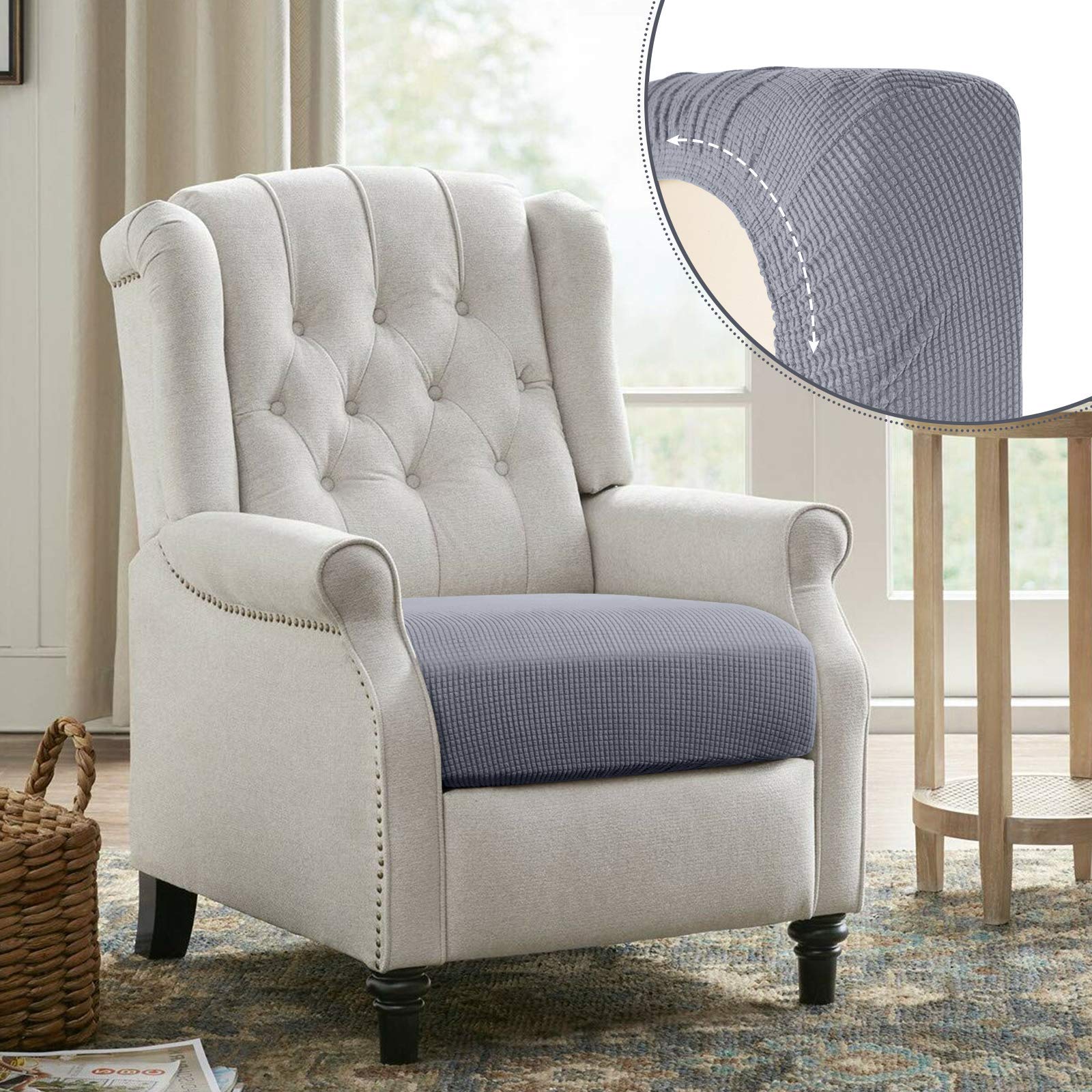 TAOCOCO Copricuscini Per Divani, Copridivano Elasticizzato, Alta qualità Cuscino Protezione Divano Sedile Lavabile(1 Posto, Grigio chiaro)