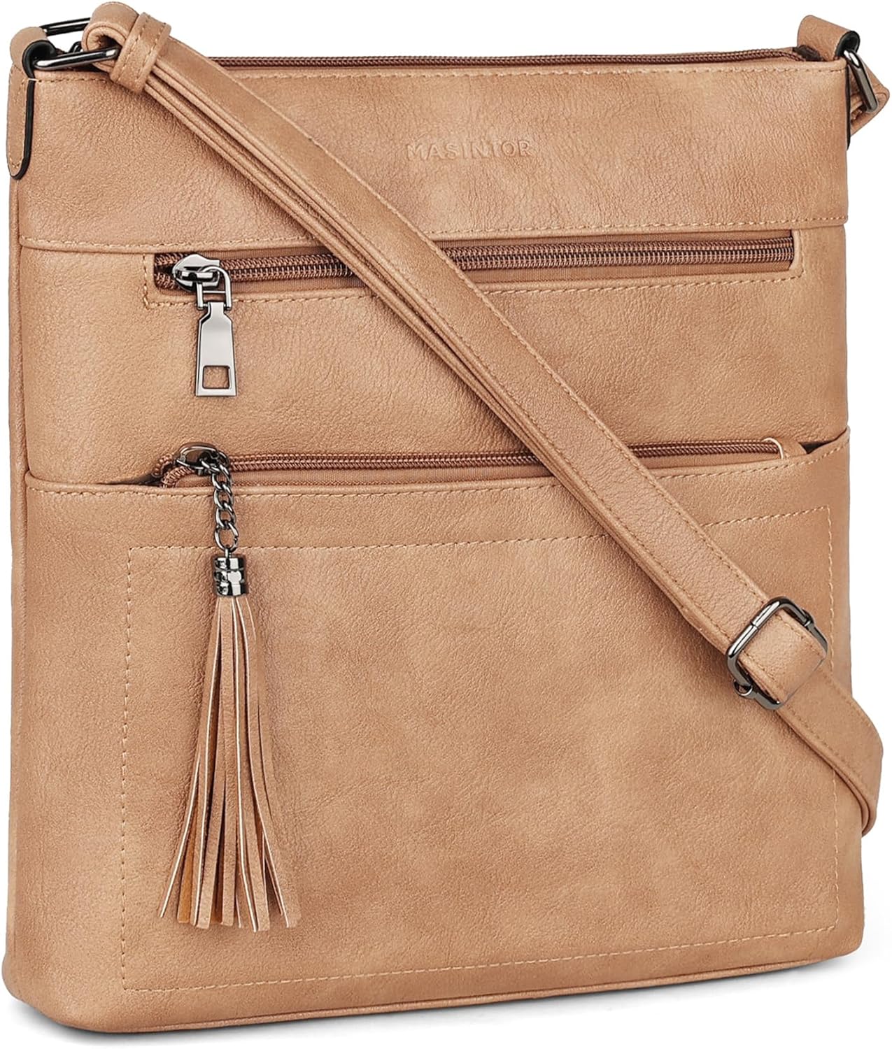 MASINTOR Crossbody Purses for Women, Multi Pocket Casual Crossbody Bag, Adjustable Strap Shoulder Bag with Tassel - Image 8