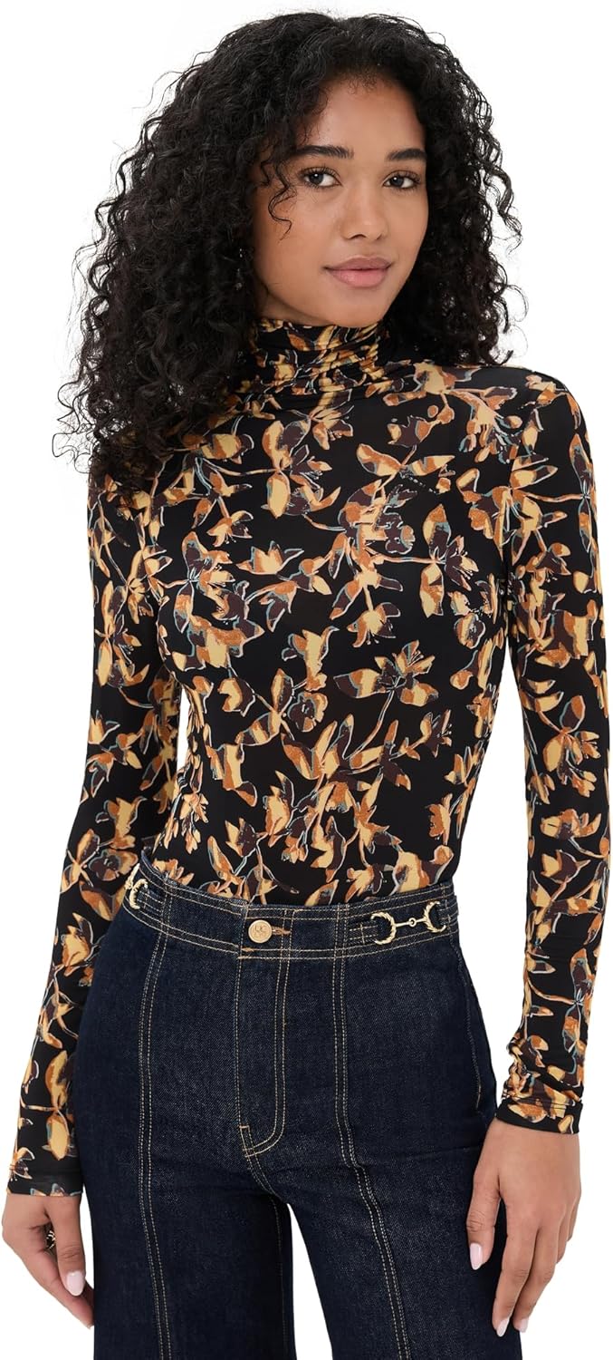 Ulla Johnson Women's Aurelia Jersey Long Sleeve Turtleneck Top