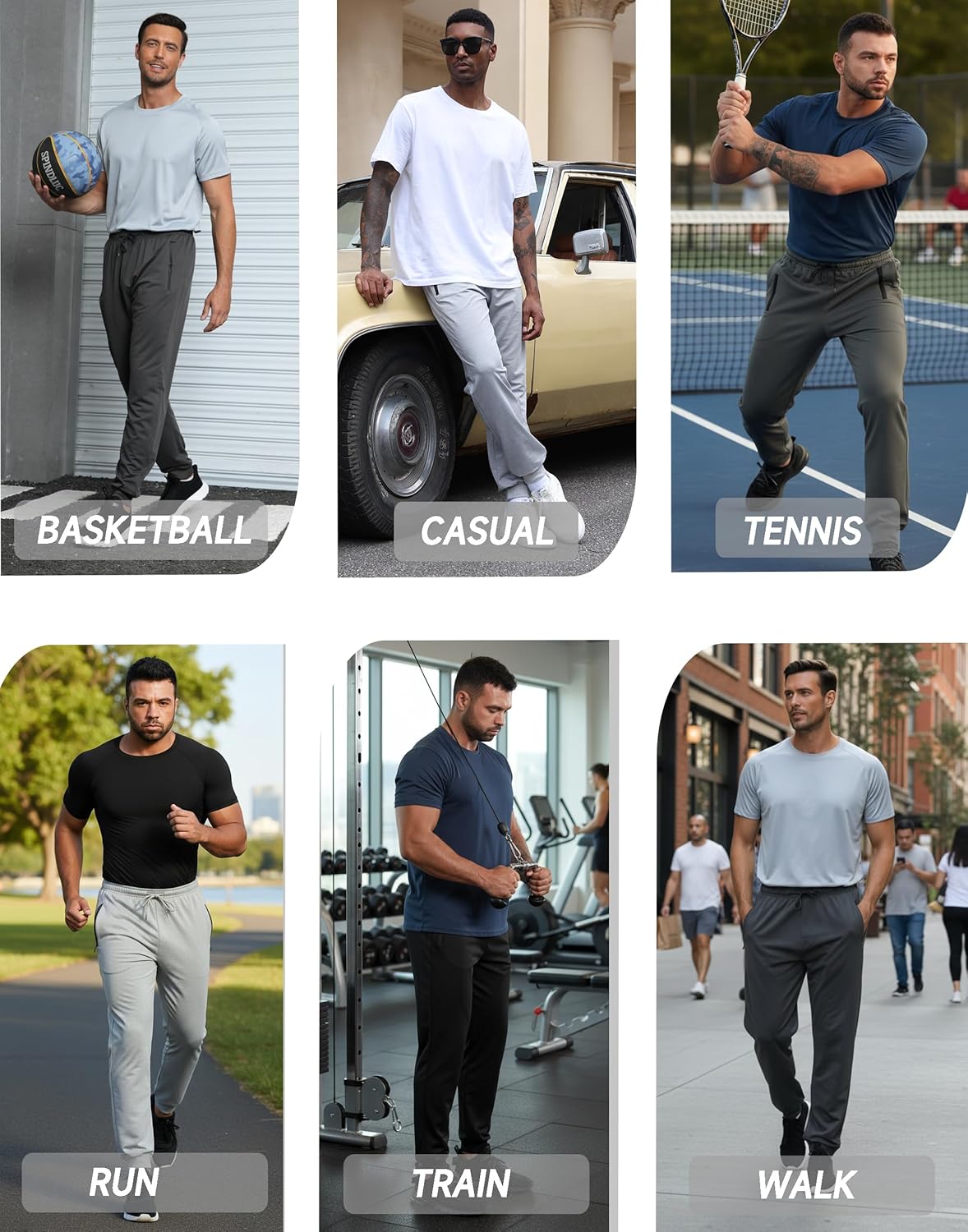 RPOVIG Men's Sweatpants 3 Pack Zipper Pockets Mens Joggers Pants Gym Workout Clothes Athletic Casual Set - Image 6