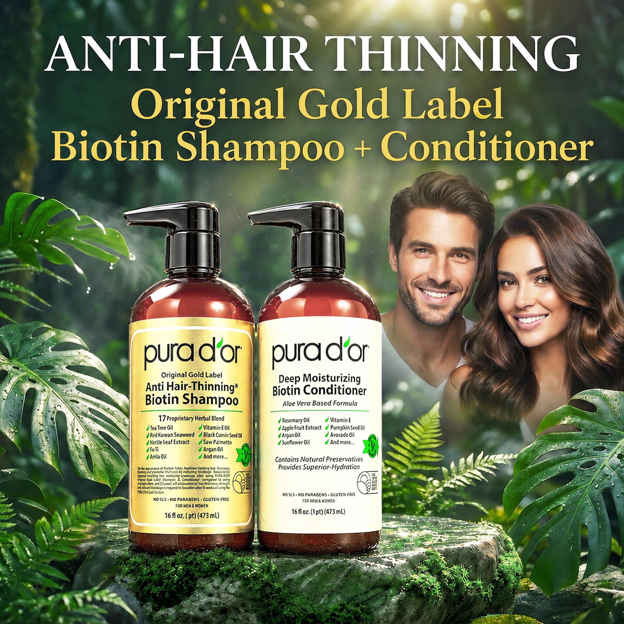 Pura d'Or – Shampooing et après-shampooing Original Gold Label