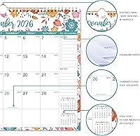 Vista 4 de Calendario de pared 2026 – enero 2026 – diciembre 2026, calendario mensual colgante de 12 meses, 14.8 x 11.57 pulgadas, encuadernación de doble