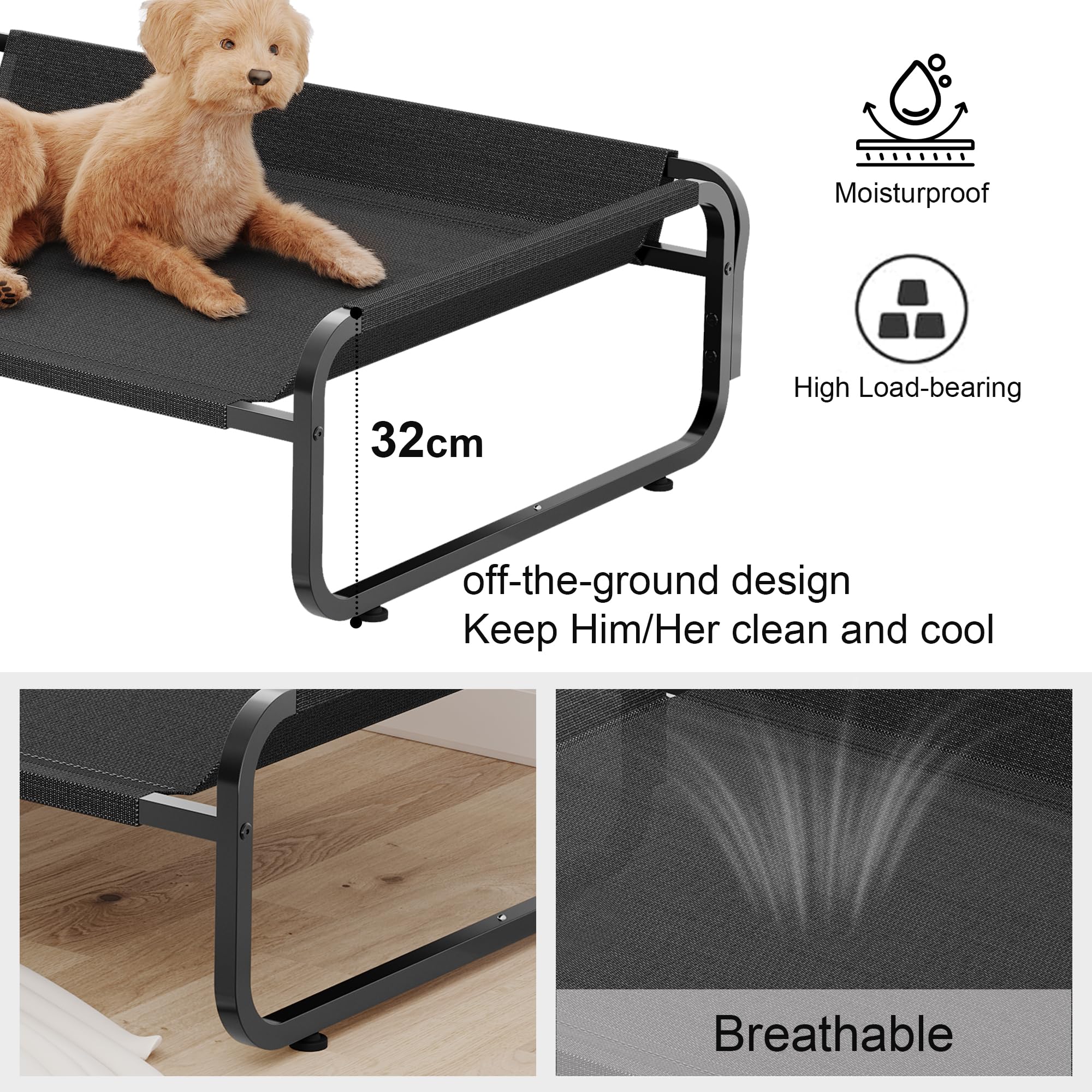 Hundebett für Mittelgroße Hunde, wasserdicht, kühlend, 110 cm | für Drinnen und Draußen,Hundebett Outdoor Sommer-Hundeliege für unde und Katzen, Hundestrandkorb Atmungsaktivem Netzgewebe