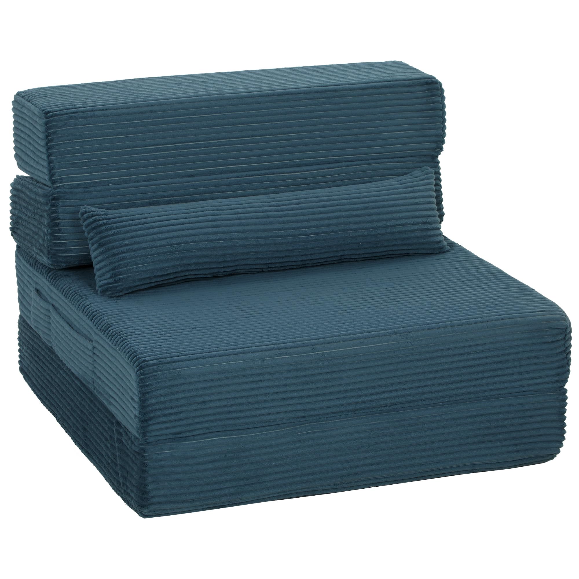 HOMCOM Canapé-Lit Pliant 3 en 1 Chauffeuse 1 Place Convertible Bleu